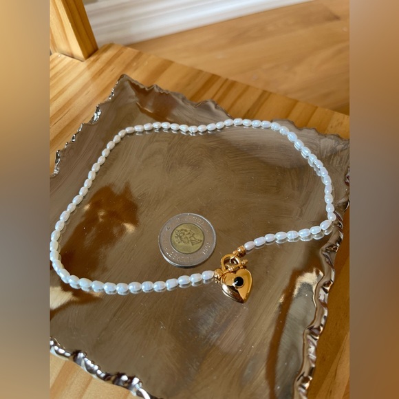 Choker necklace natural pearl with a heart - Picture 2 of 3